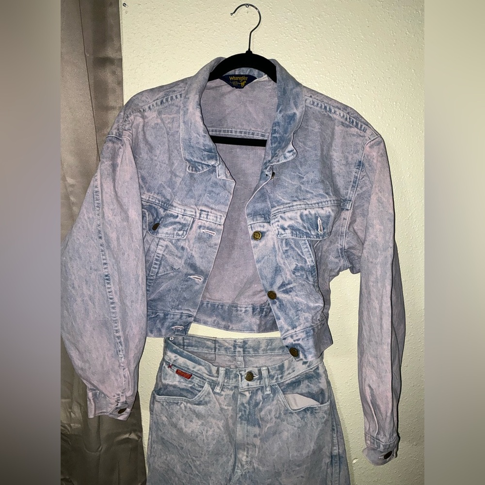 Vintage Acid Wash Denim Jacket and Jeans Set